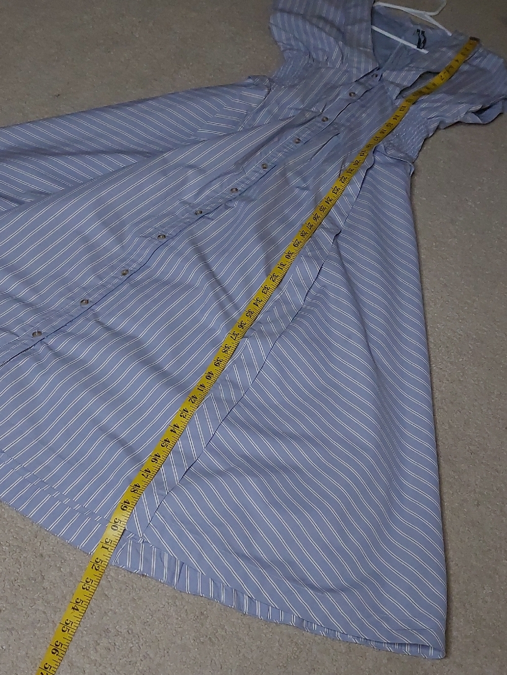 Anthropologie Short-Sleeve V-Neck Pleated Blue White Stripe Midi Dress Sz XS - Picture 11 of 17
